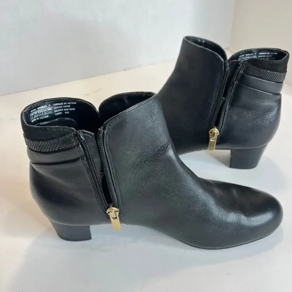 Rockport Total Motion Cherith Waterproof Black Leather Ankle Boots Women's 7